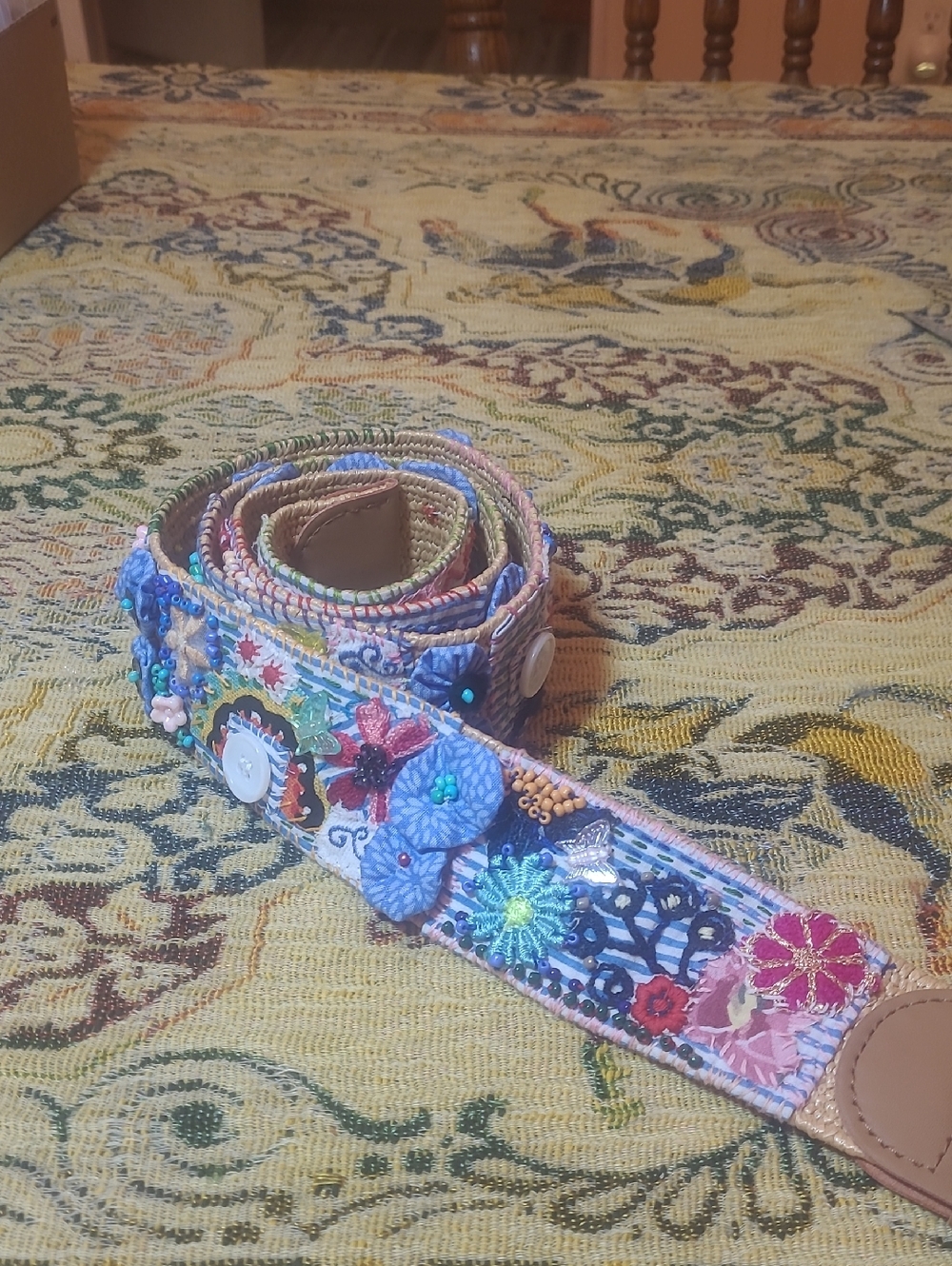 Handcrafted Multicolor Embroidered Women's Belt Artist Made By Hand